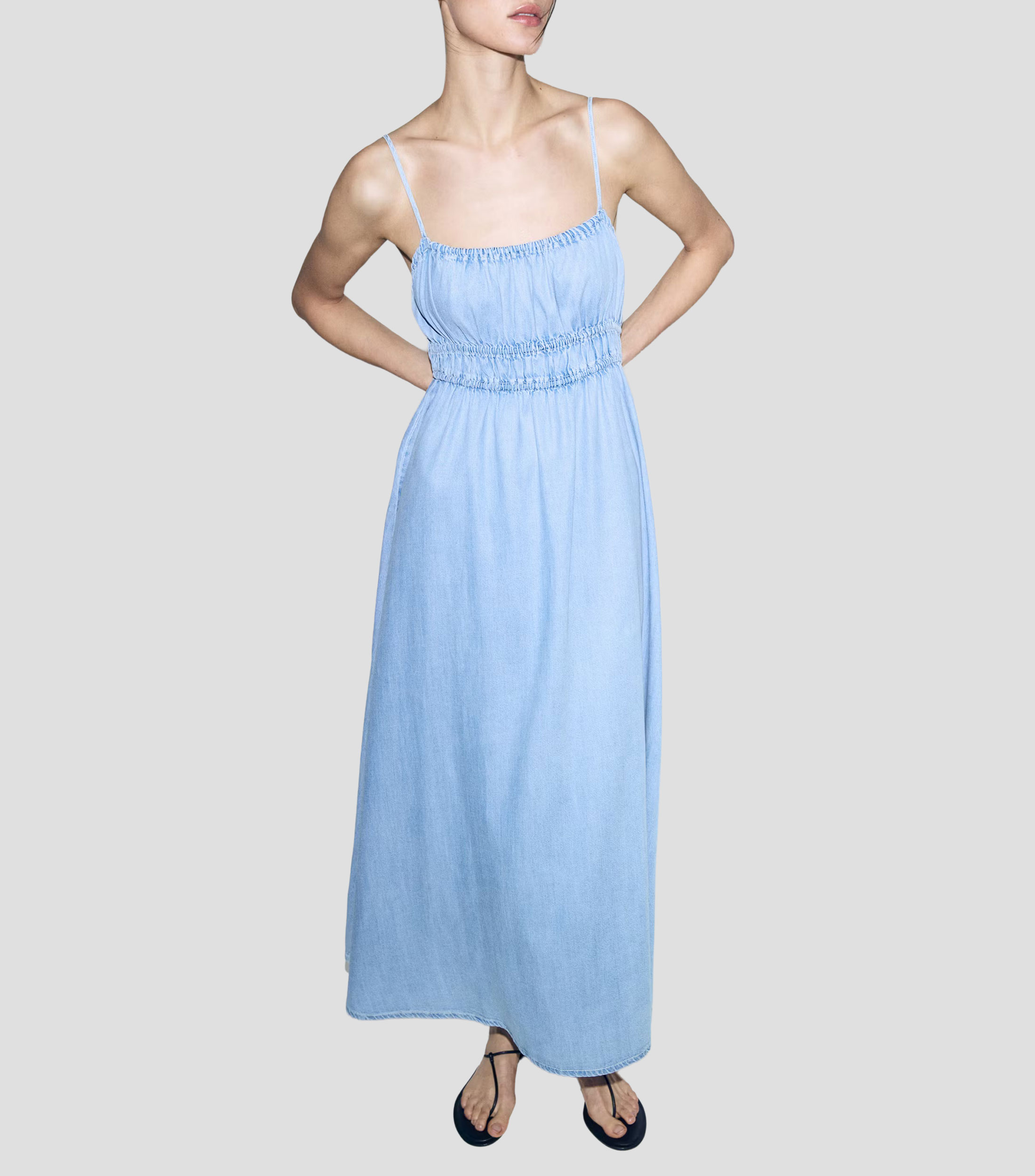 Vestido midi liso Mujer